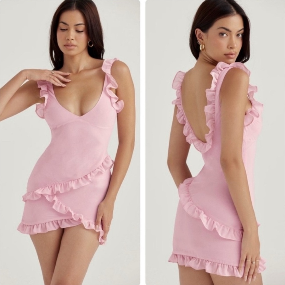House of CB Pink Ruffle Mini Dress - Picture 1 of 3